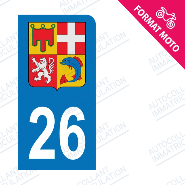 Moto - Sticker immatriculation 26 - Blason Auvergne Rhône Alpes new