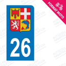 Moto - Sticker immatriculation 26 - Blason Auvergne Rhône Alpes new