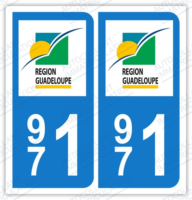 Auto - Sticker immatriculation 971 - Guadeloupe