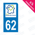 Moto - Sticker immatriculation 62 - Nouvelle région Hauts-de-France new