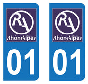 Autocollant immatriculation 01 - Nouveau logo Rhône Alpes