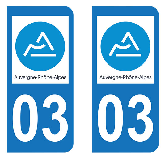 Sticker immatriculation 03 - Allier - Nouvelle région Auvergne Rhône Alpes