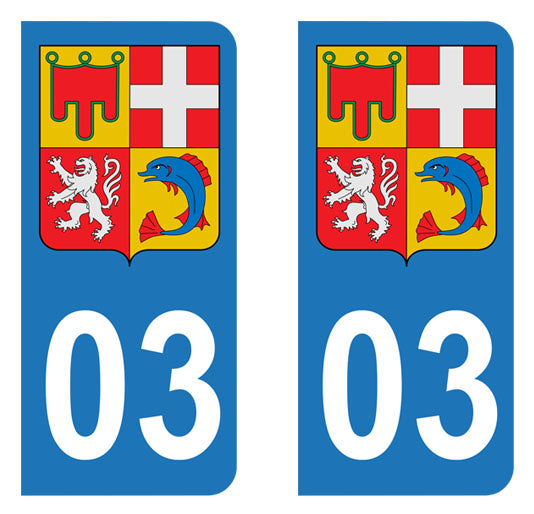 Sticker immatriculation 03 - Allier - Blason Auvergne Rhône Alpes