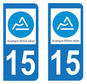 Sticker immatriculation 15 - Cantal - Nouvelle région Auvergne Rhône Alpes