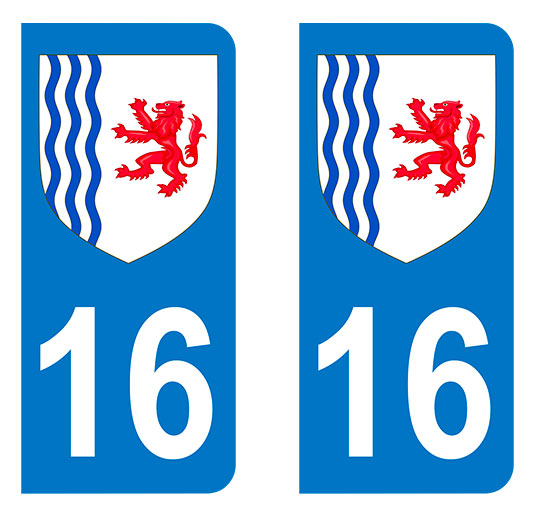 Sticker immatriculation 16 - Blason Nouvelle Aquitaine
