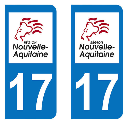 Sticker immatriculation 17 - Nouvelle Aquitaine