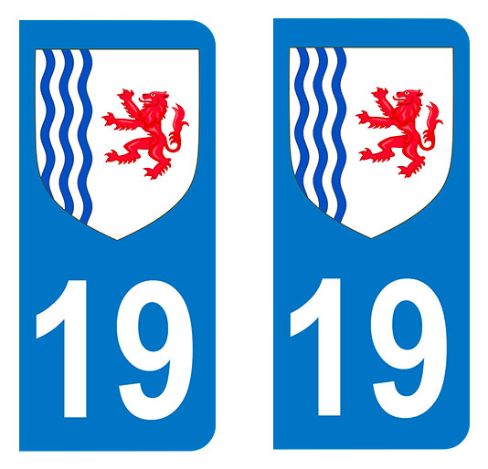 Sticker immatriculation 19 - Blason Nouvelle Aquitaine