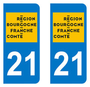 Sticker immatriculation 21 - Nouvelle région Bourgogne Franche-Comté