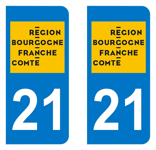 Sticker immatriculation 21 - Nouvelle région Bourgogne Franche-Comté