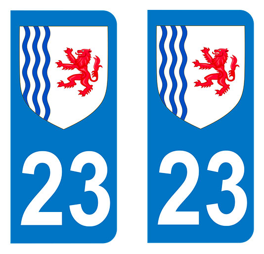 Sticker immatriculation 23 - Blason Nouvelle Aquitaine