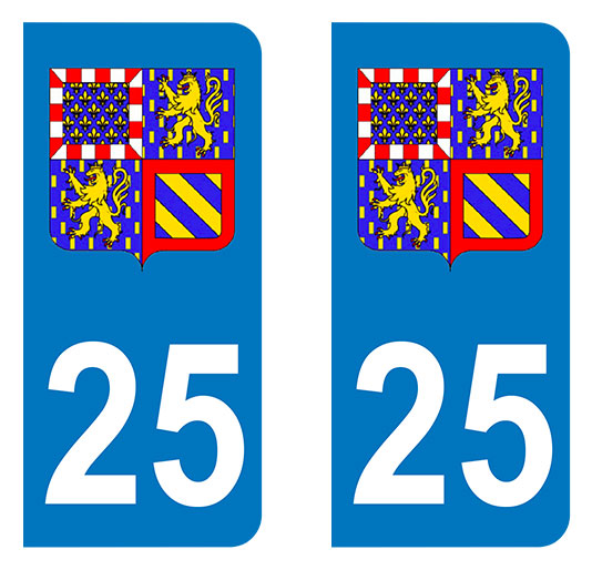 Sticker immatriculation 25 - Blason Bourgogne Franche-Comté