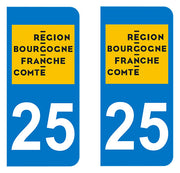 Sticker immatriculation 25 - Nouvelle région Bourgogne Franche-Comté