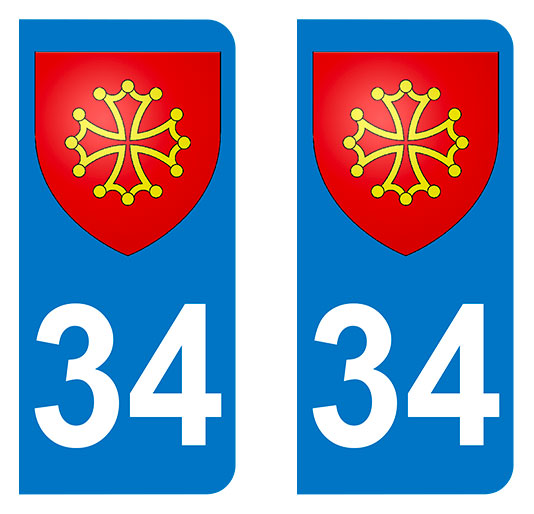 Sticker immatriculation 34 - Blason occitan