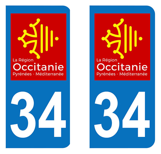 Sticker immatriculation 34 - Occitanie