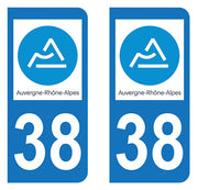 Sticker immatriculation 38 - Nouvelle région Auvergne Rhône Alpes