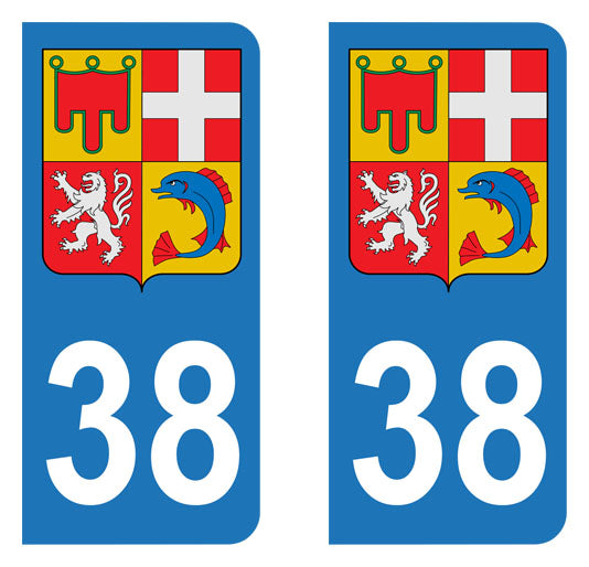 Sticker immatriculation 38 - Blason Auvergne Rhône Alpes
