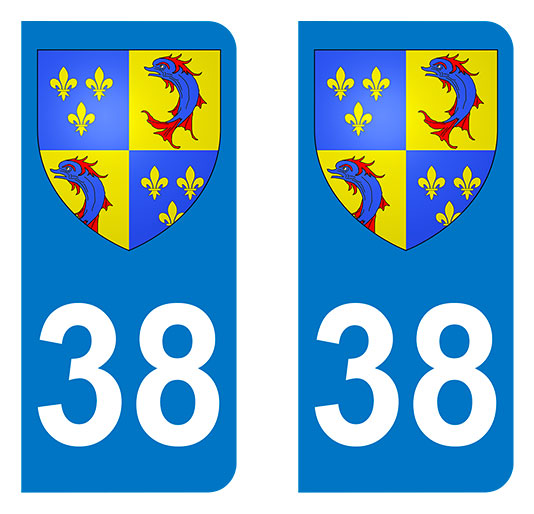 Autocollant personnalisé pour plaque d'immatriculation avec blason drapeau  français et numéro de département au choix