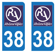 Sticker immatriculation 38 - Nouveau logo Rhône Alpes