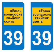 Sticker immatriculation 39 - Nouvelle région Bourgogne Franche-Comté