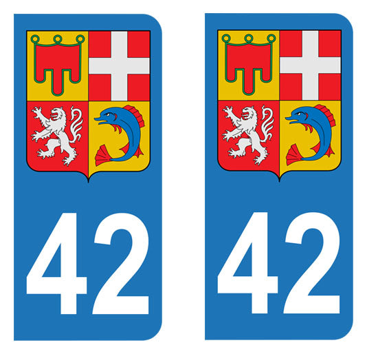 Sticker immatriculation 42 - Blason Auvergne Rhône Alpes