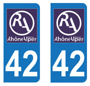 Sticker immatriculation 42 - Nouveau logo Rhône Alpes