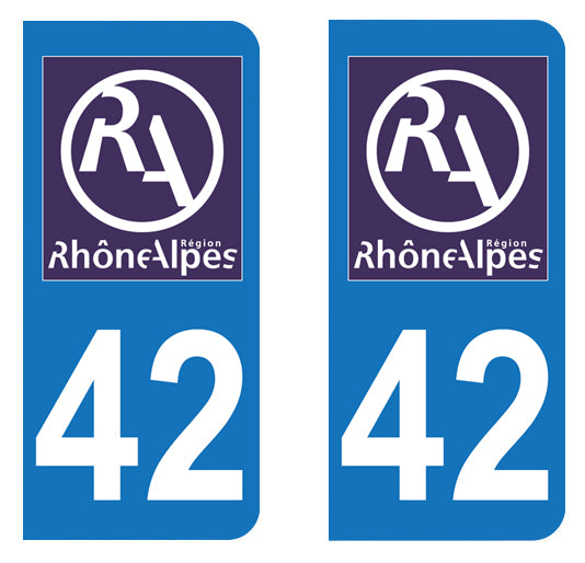 Sticker immatriculation 42 - Nouveau logo Rhône Alpes