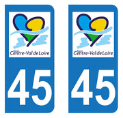 Autocollant plaque immatriculation 45 - Centre - Val de Loire