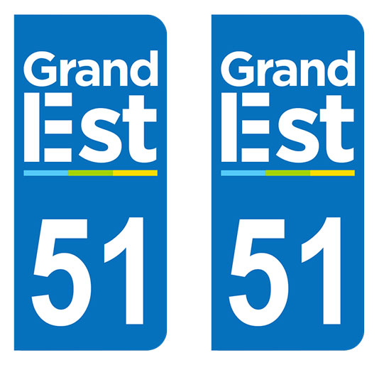 Sticker immatriculation 51 - Grand-Est