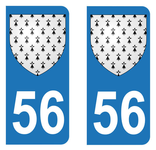 Sticker immatriculation 56 - Blason Bretagne