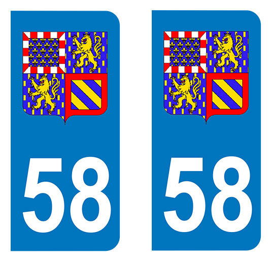 Sticker immatriculation 58 - Blason Bourgogne Franche-Comté