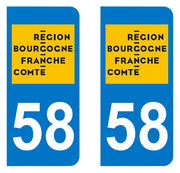 Sticker immatriculation 58 - Nouvelle région Bourgogne Franche-Comté