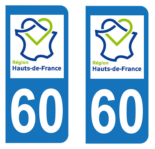 Sticker immatriculation 60 - Nouvelle région Hauts-de-France