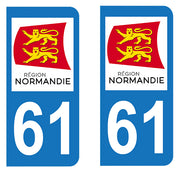 Sticker immatriculation 61 - Nouvelle région Normandie