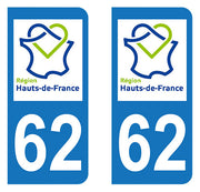 Sticker immatriculation 62 - Nouvelle région Hauts-de-France