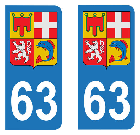 Sticker immatriculation 63 - Blason Auvergne Rhône Alpes