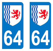 Sticker immatriculation 64 - Blason Nouvelle Aquitaine