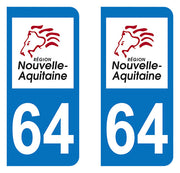 Sticker immatriculation 64 - Nouvelle Aquitaine