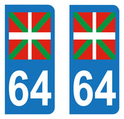 Sticker immatriculation 64 - Drapeau pays basque / Euskal Herria