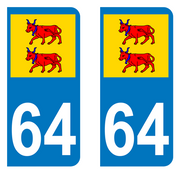 Sticker immatriculation 64 - Blason Béarn