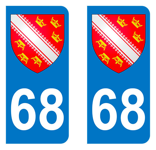 Sticker immatriculation 68 - Blason Alsace