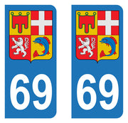 Sticker immatriculation 69 - Blason Auvergne Rhône Alpes