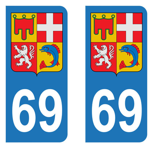 Sticker immatriculation 69 - Blason Auvergne Rhône Alpes