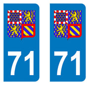 Sticker immatriculation 71 - Blason Bourgogne Franche-Comté