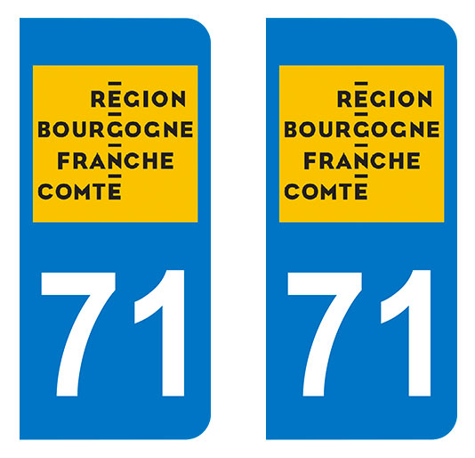 Sticker immatriculation 71 - Nouvelle région Bourgogne Franche-Comté
