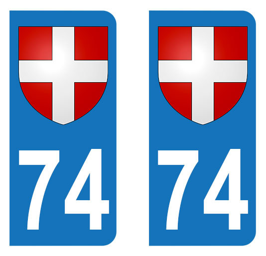 2 stickers pour plaque d'immatriculation Auto, 74 blason de Haute Savoie -  - The Little Boutique