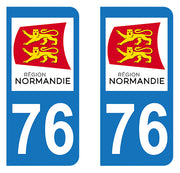 Sticker immatriculation 76 - Nouvelle région Normandie