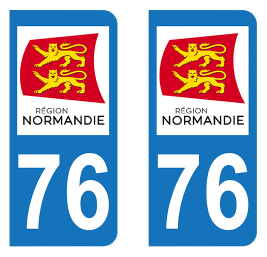 Sticker immatriculation 76 - Nouvelle région Normandie