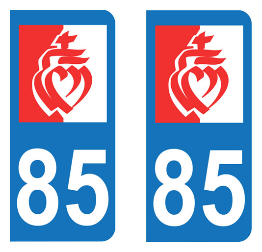 Sticker immatriculation 85 - Drapeau Vendéen