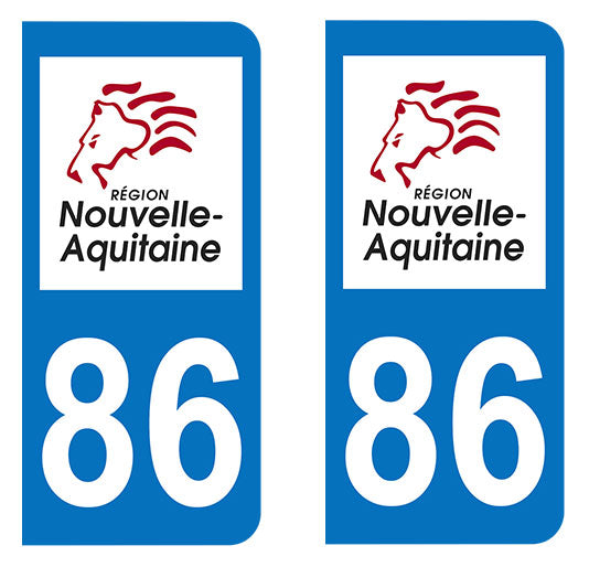 Sticker immatriculation 86 - Nouvelle Aquitaine