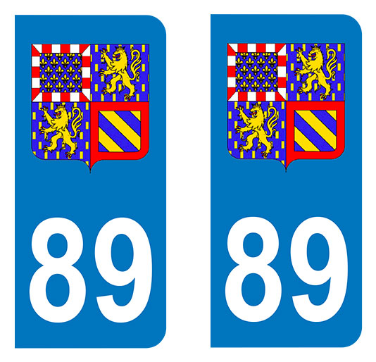 Sticker immatriculation 89 - Blason Bourgogne Franche-Comté